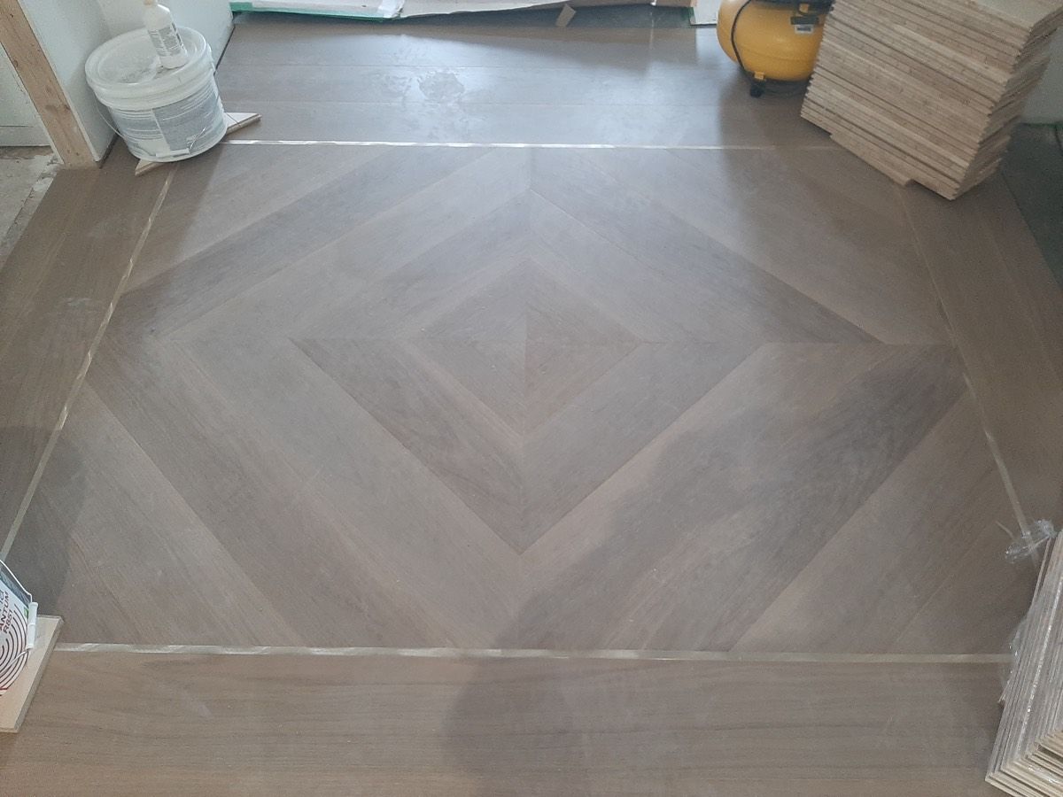 Custom hardwood medallion inlay